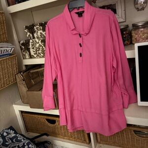 Ali Miles Vibrant Pink Button Down Shirt